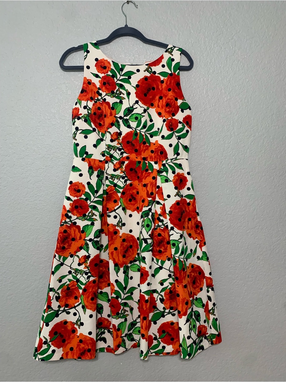 New York & Company White Dress with Red Floral Print